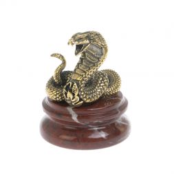 Статуэтка "Кобра" из бронзы на подставке из яшмы 5х5х6,5 см