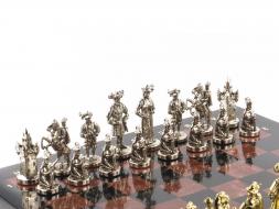 Шахматы из камня с металлическими фигурами &amp;quot;Средневековье&amp;quot; доска 44х44 см лемезит