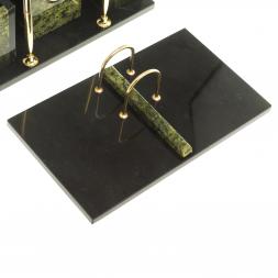 Письменный набор "Канцелярский" с часами камень змеевик