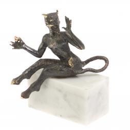 Бронзовая статуэтка "Чертик" на подставке из мрамора