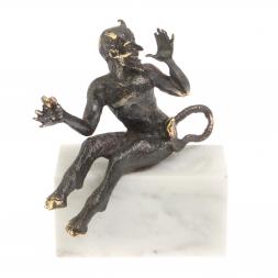 Бронзовая статуэтка "Чертик" на подставке из мрамора