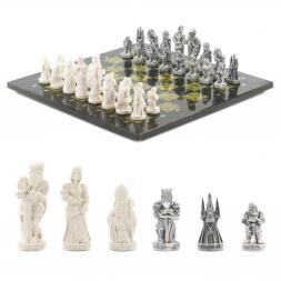 Подарочные шахматы "Средневековье" камень змеевик 40х40 см