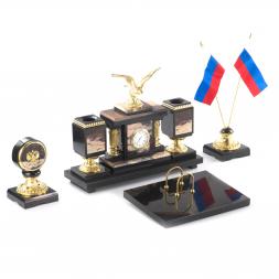 Настольный набор &amp;quot;Парящий орел&amp;quot; из яшмы и бронзы