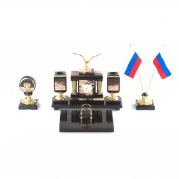 Настольный набор &amp;quot;Парящий орел&amp;quot; из яшмы и бронзы