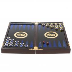 Подарочные нарды &amp;quot;Восточные&amp;quot; с эмалью камень лазурит Златоуст