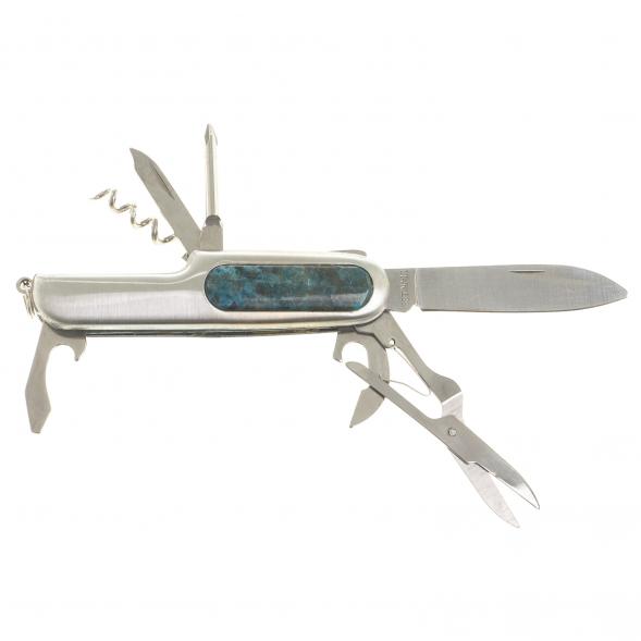 Нож мультитул складной 7 в 1 с камнем голубой апатит 123878