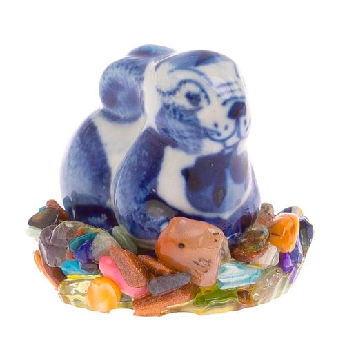 Сувенир фигурка &amp;quot;Зайчик &amp;quot; на подставке из самоцветов 125199