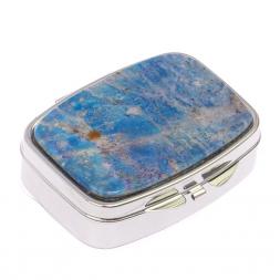 Таблетница на 2 отделения камень иркутский лазурит цвет серебро