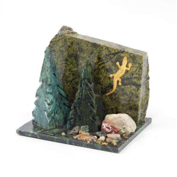 Сувенир &amp;quot;Скала с елками&amp;quot; змеевик 116708