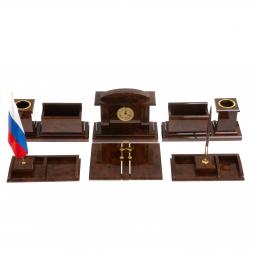 Письменный набор "Золотой" из коричневого обсидиана