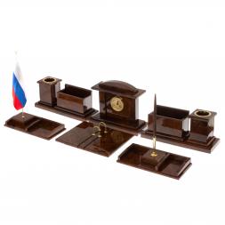 Письменный набор "Золотой" из коричневого обсидиана