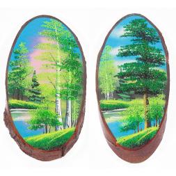 Панно на срезе дерева "Лето" вертикальное 35-40 см каменная крошка