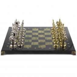 Шахматы подарочные "Русь" доска 40х40 см из камня змеевик