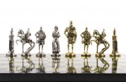 Шахматы подарочные "Русь" доска 40х40 см из камня змеевик