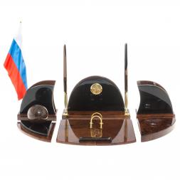 Письменный набор &amp;quot;Овальный&amp;quot; камень обсидиан