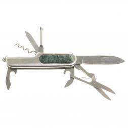 Нож мультитул складной 7 в 1 с камнем зелёный апатит