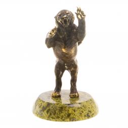 Статуэтка из бронзы &amp;quot;Тигр в прыжке&amp;quot; на подставке из змеевика