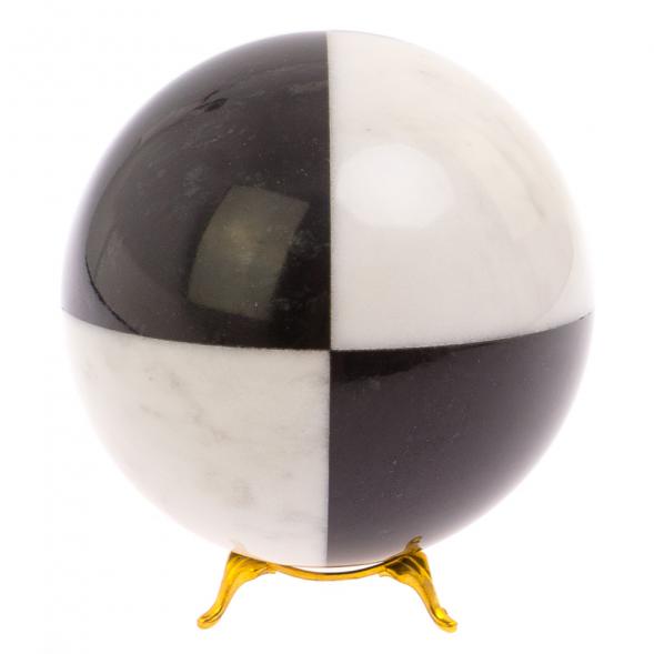 Шар из черного змеевика и мрамора 12,5 см 126338