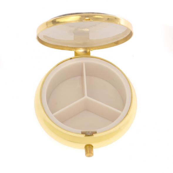 Таблетница на 3 отсека камень пегматит цвет золото 126716