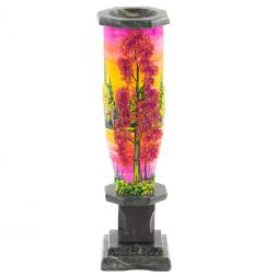 Каменная ваза с рисунком &amp;quot;Осенний пейзаж&amp;quot; 8х8х25 см