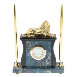 Настольные часы &amp;quot;Лев&amp;quot; из лазурита