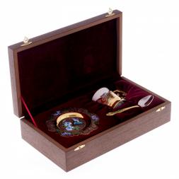 Кофейная пара "Колибри" с рисунком эмалью 80 мл Златоуст