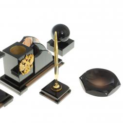 Письменный набор &amp;quot;Гербовый&amp;quot; из чёрного обсидиана