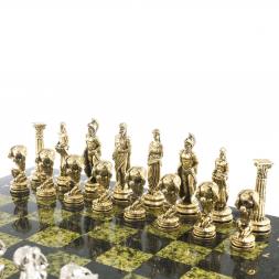 Шахматы &amp;quot;Атлас&amp;quot; доска 44х44 см змеевик фигуры металлические