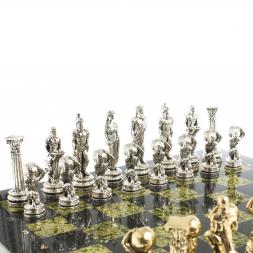 Шахматы &amp;quot;Атлас&amp;quot; доска 44х44 см змеевик фигуры металлические