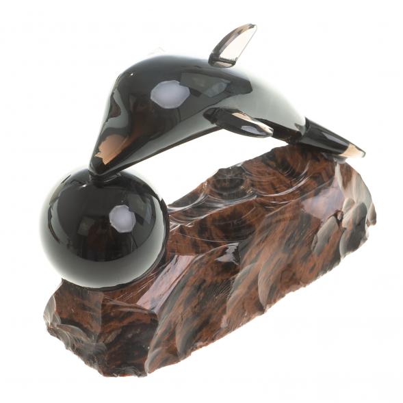 Сувенир фигурка &amp;quot;Дельфин с шаром&amp;quot; камень обсидиан 122925