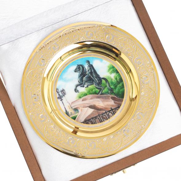 Тарелка сувенирная &amp;quot;Санкт-Петербург Медный всадник&amp;quot; 12 см Златоуст 123334