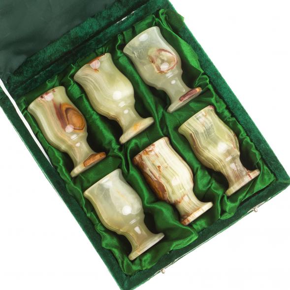 Набор рюмок из оникса в футляре 3,8х7 см (1,5х3) 20 мл 6 шт 121934