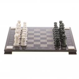 Шахматы с гравировкой &amp;quot;Турнирные&amp;quot; доска 36х36 см белый мрамор, змеевик