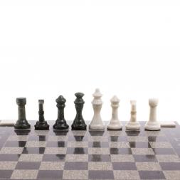 Шахматы с гравировкой &amp;quot;Турнирные&amp;quot; доска 36х36 см белый мрамор, змеевик