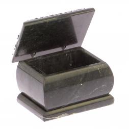 Шкатулка с росписью на крышке "Рассвет" из черного змеевика 8х6х5,5 см