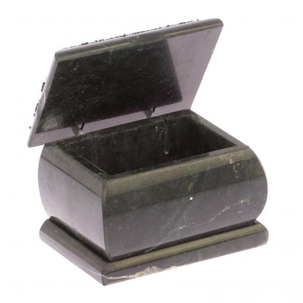 Шкатулка с росписью на крышке &amp;quot;Рассвет&amp;quot; из черного змеевика 8х6х5,5 см 125126