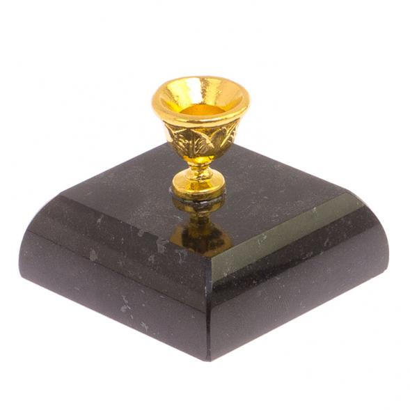 Подсвечник церковный из черного змеевика 4,5х4,5х3,5 см 126108