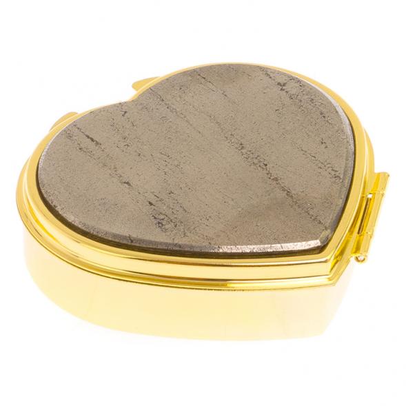 Таблетница &amp;quot;Сердце&amp;quot; на 3 отделения камень пирит цвет золото 126183