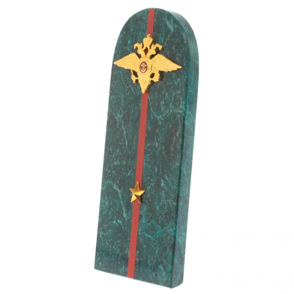 Сувенир &amp;quot;Погон младший лейтенант МВД&amp;quot; камень змеевик 128126