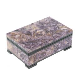 Шкатулка из камня чароит экстра с иризацией 11х7х4,5 см