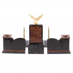 Настольный прибор "Горный орел" камень лемезит змеевик