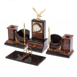 Настольный прибор "Горный орел" камень лемезит змеевик