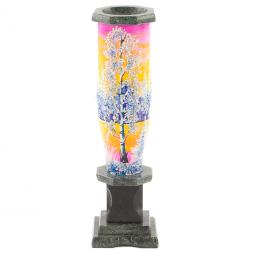 Ваза из камня &amp;quot;Зимний пейзаж&amp;quot; рисунок из каменной крошки 8х8х25 см