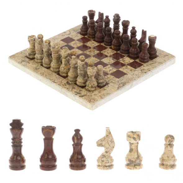 Шахматы &amp;quot;Сувенирные&amp;quot; из камня оникс, ракушечник 20х20 см 128890