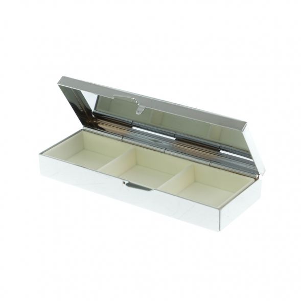 Таблетница на 3 отделения камень азурит цвет серебро 129109