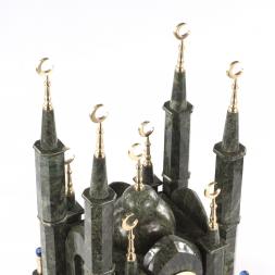 Декоративные часы из камня "Мечеть" змеевик