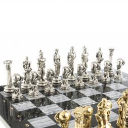 Шахматы &amp;quot;Атлас&amp;quot; доска 44х44 см из мрамора фигуры металлические
