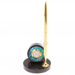 Часы настольные с ручкой камень хризоколла