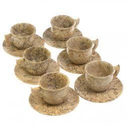 Чайный набор 6 чашек на блюдце из ракушечника