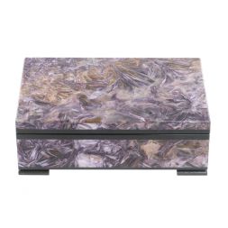 Шкатулка из камня чароит экстра с иризацией 12х8х4 см